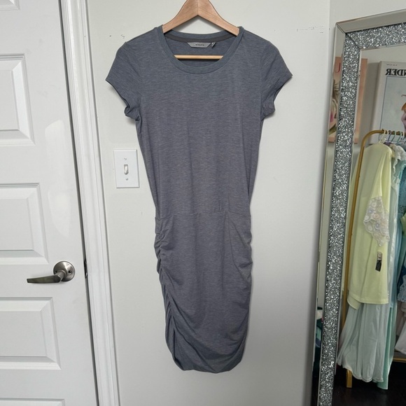 Athleta topanga Casual Gray Ruched Dress mini athleisure sporty XS - Picture 2 of 5